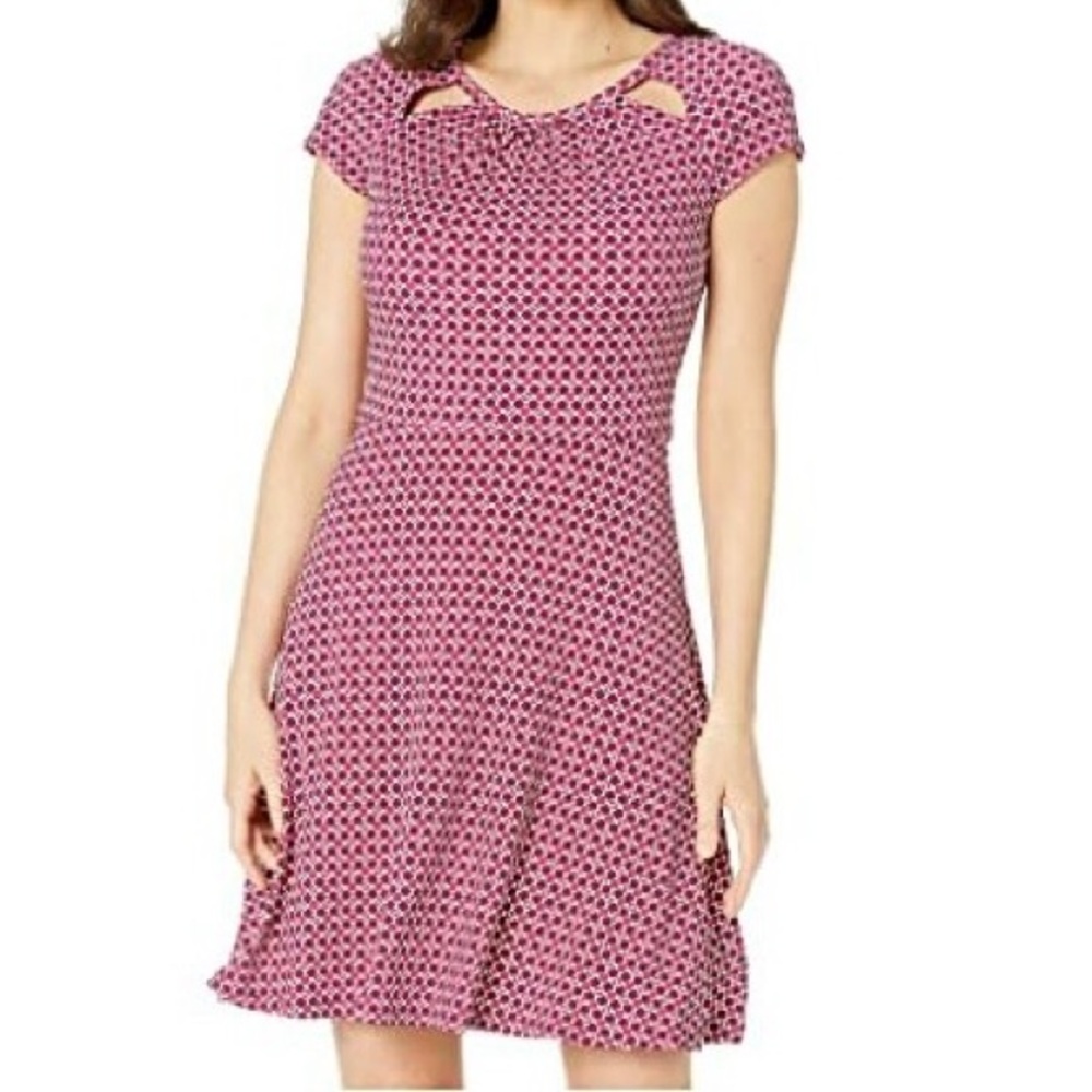 MICHAEL Michael Kors fucsia and White Geometric Midi Dress